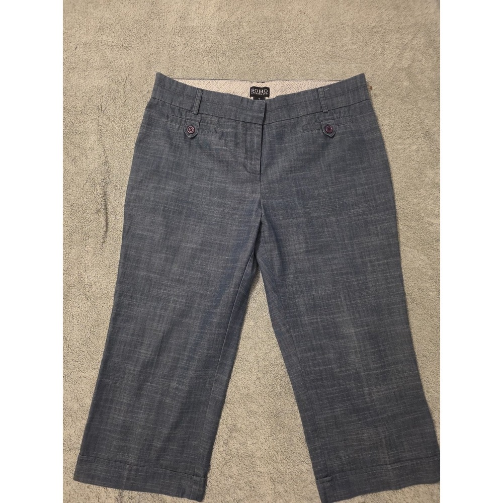Soho Apparel Womens Size 12 Capri Mid Length Cotton‎ Blend Pants Blue